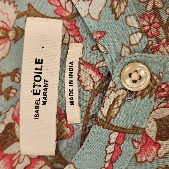 💕ISABEL MARANT ETOILE💕 Maria Blouse ~ Almondgreen Floral Print 34 - Picture 15 of 16